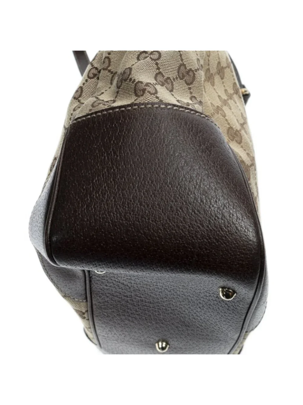 Gucci Bamboo Horsebit Tote Beige Brown GG Canvas